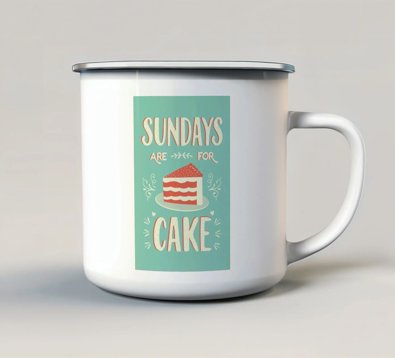 Sundays Are For Cake tazza in smalto da Karin Bijlsma