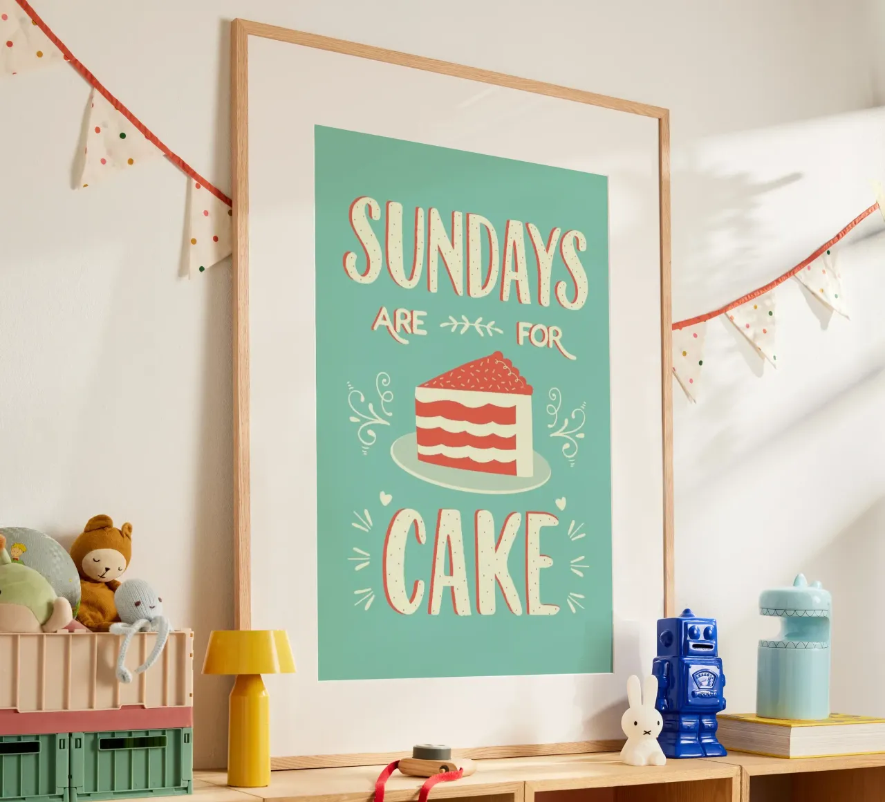 Sundays Are For Cake poster con telaio in alluminio da Karin Bijlsma