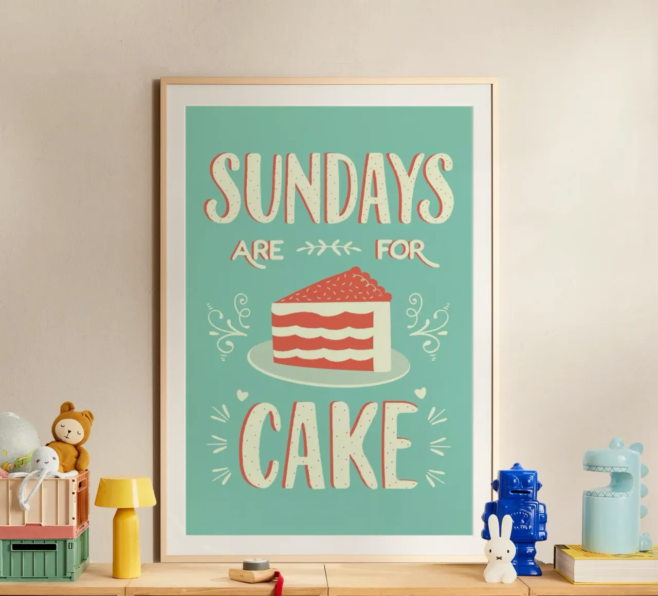 Sundays Are For Cake poster con telaio in alluminio da Karin Bijlsma