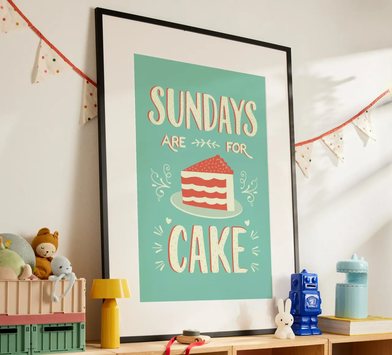Sundays Are For Cake poster con telaio in alluminio da Karin Bijlsma