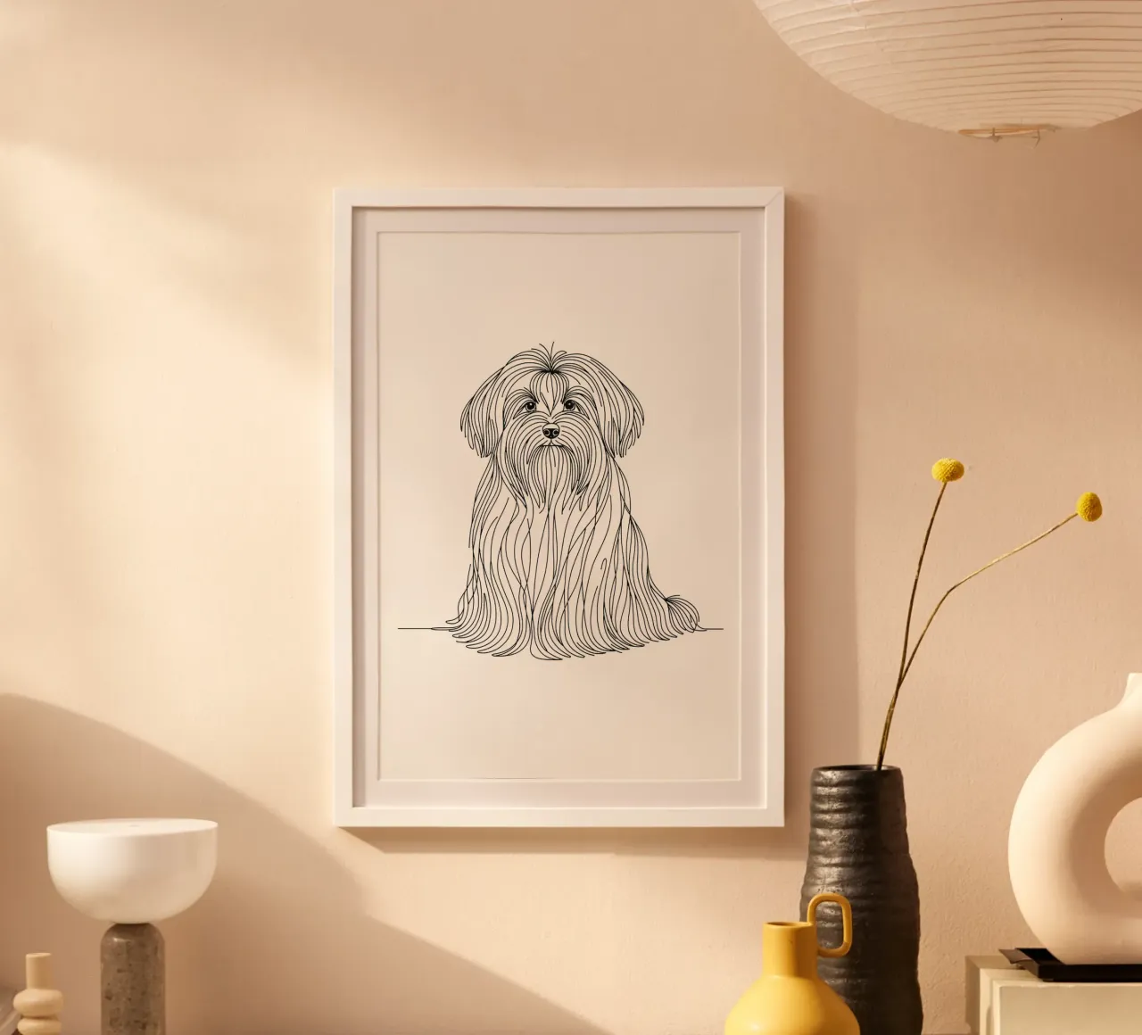 Havanese Dog Line Art Drawing hahnemühle by WijdevenDesign