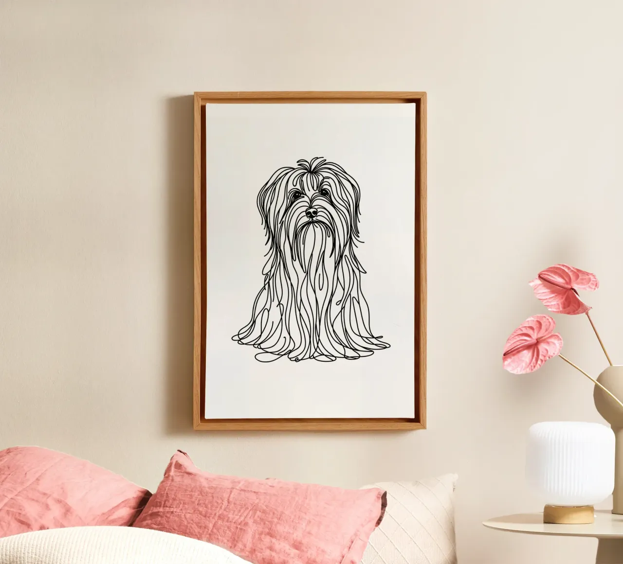 Chien havanais Dessin au trait toile avec Caisse américaine de WijdevenDesign