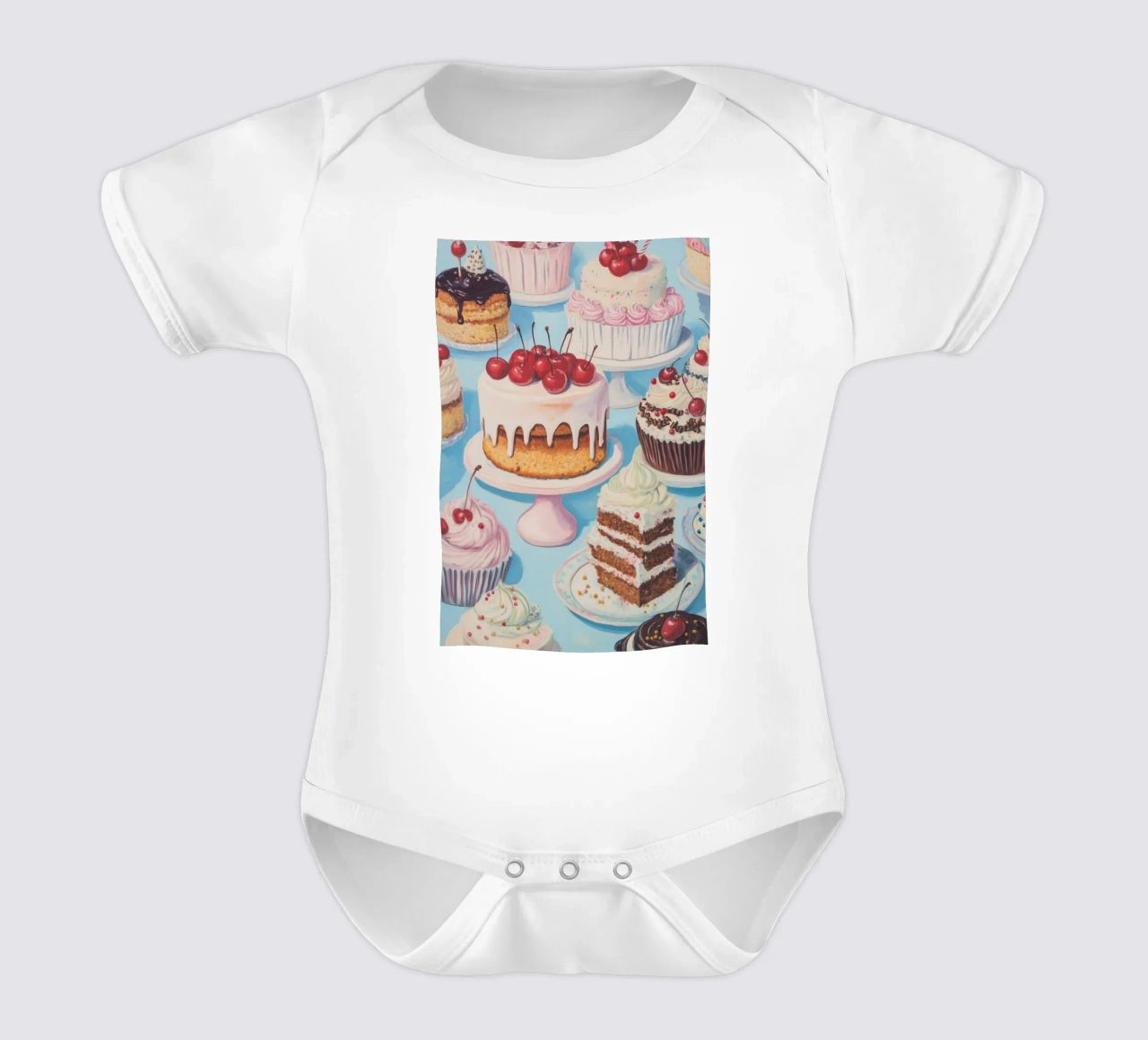Assortment of Cakes and Cupcakes short-sleeve baby romper by Melloi Art Print
