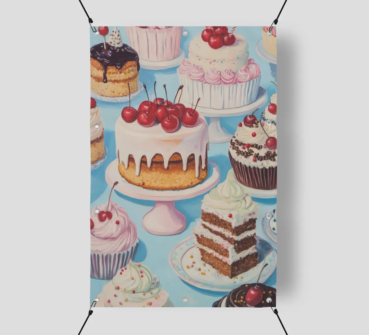 Assortimento di torte e cupcake telo in pvc da Melloi Art Print