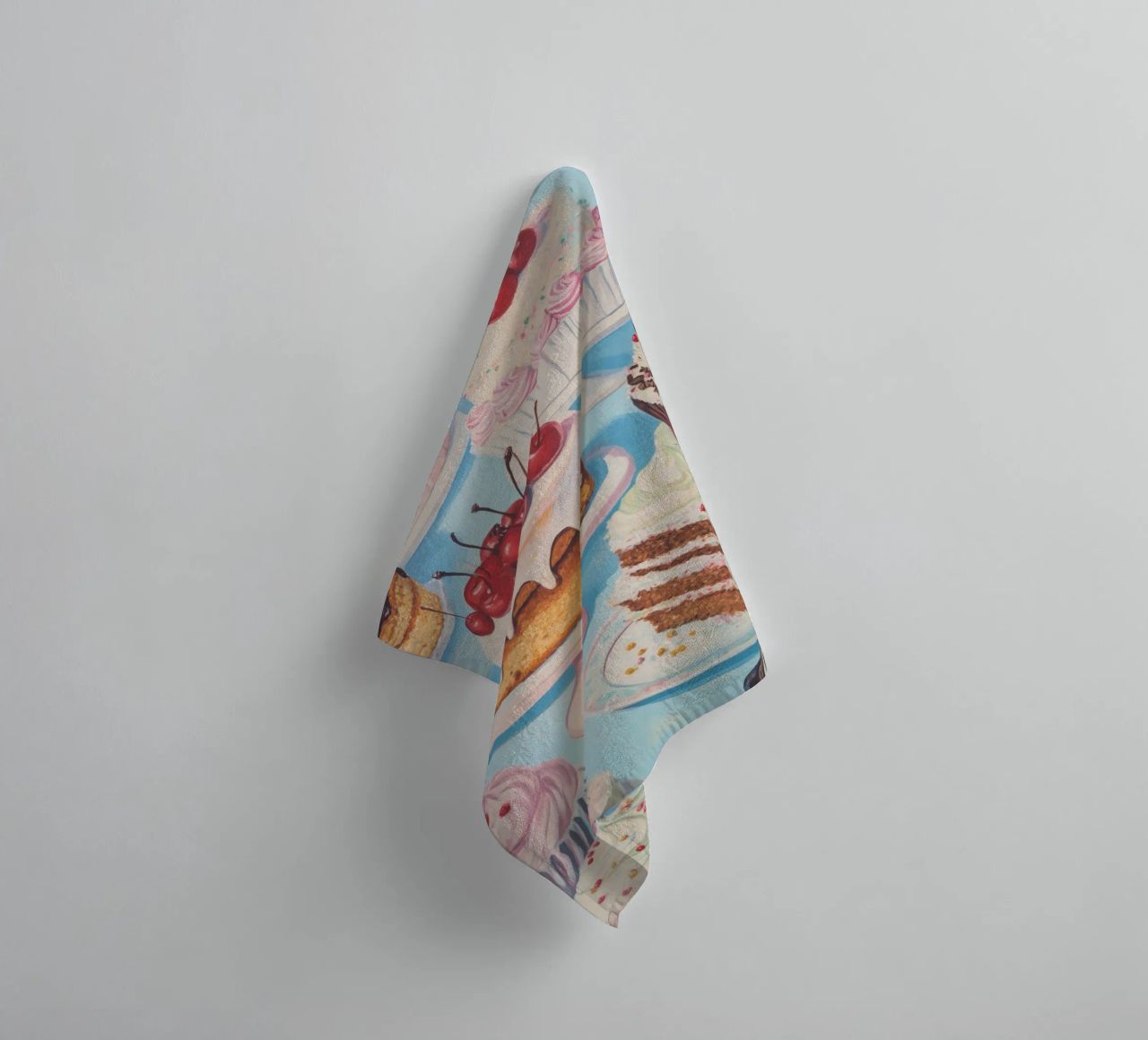 Assortment of Cakes and Cupcakes towel by Melloi Art Print