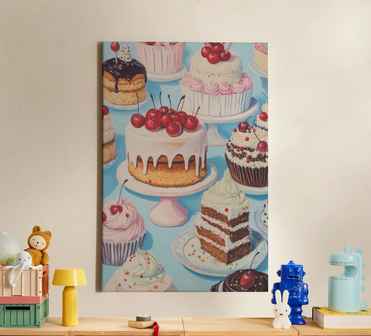 Assortment of Cakes and Cupcakes canvas by Melloi Art Print