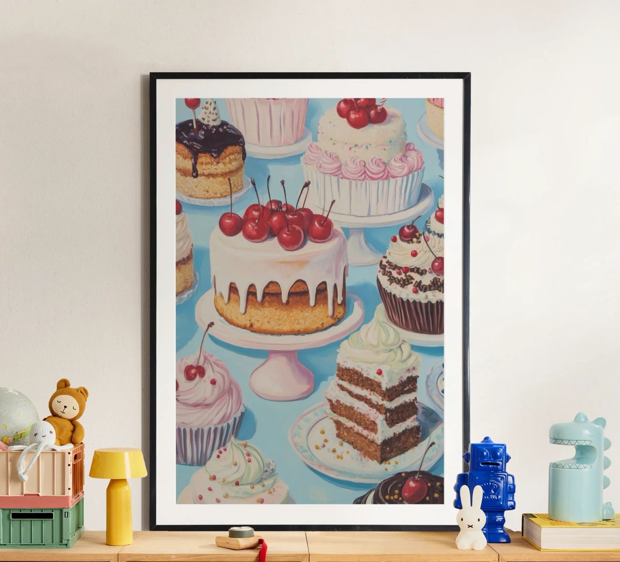 Assortment of Cakes and Cupcakes poster by Melloi Art Print