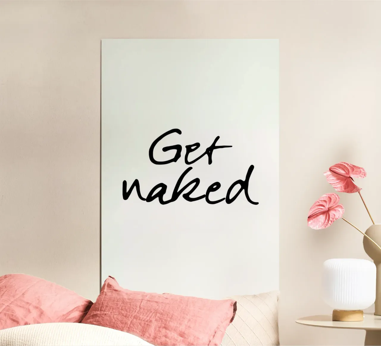 Get Naked Poster mit Holzrahmen von Studio One