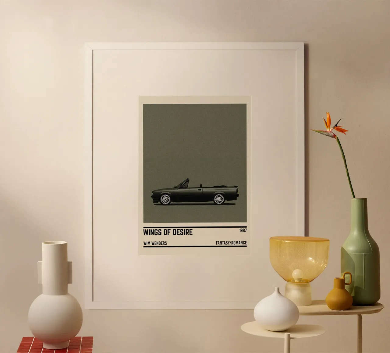 Wings of Desire car movie poster con telaio in plastica da TheArtstudio