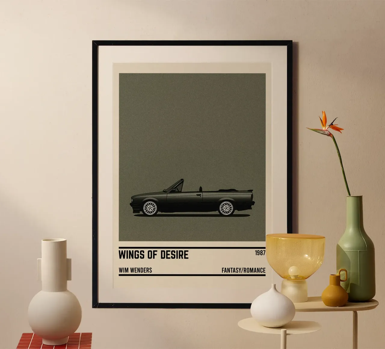 Wings of Desire car movie poster con telaio in plastica da TheArtstudio