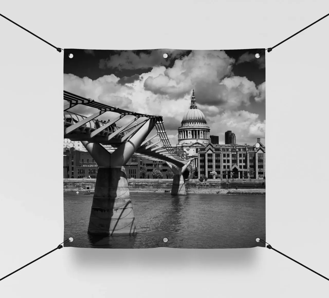 LONDRA Ponte del Millennio e Cattedrale di St Paul | Monochrom telo in pvc da Melanie Viola