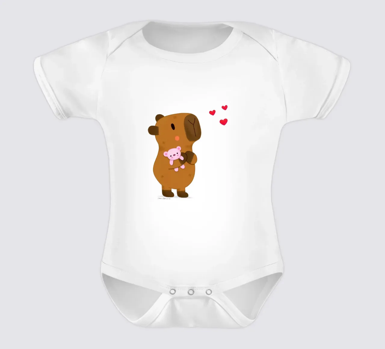 Capybara liebt Teddybär Kurzarm Babybody von julianamotzko