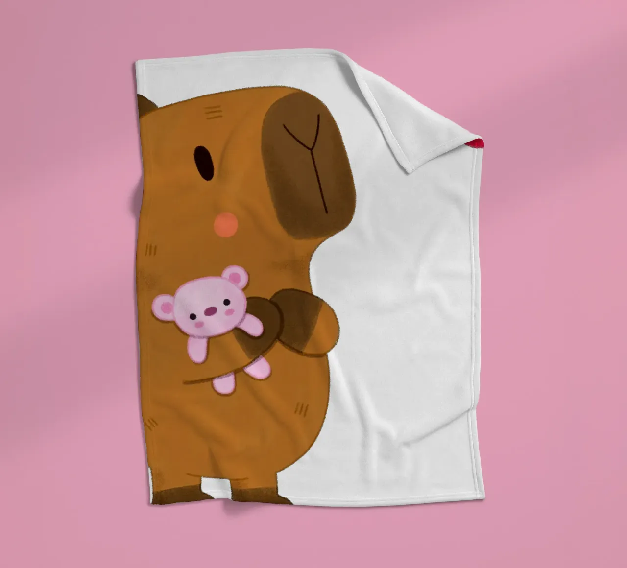 Capybara liebt Teddybär Fleecedecke von julianamotzko