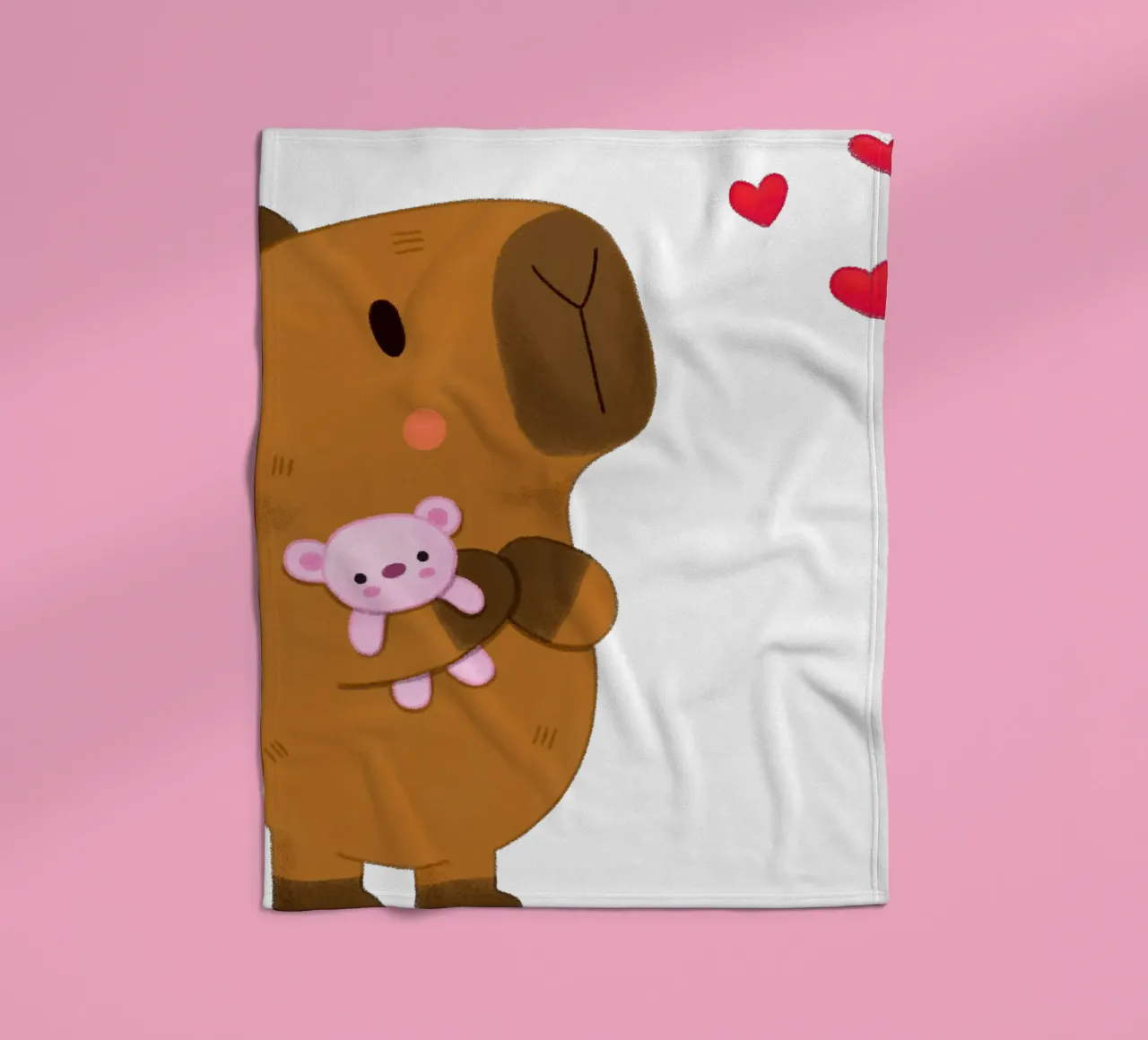 Capybara liebt Teddybär Fleecedecke von julianamotzko