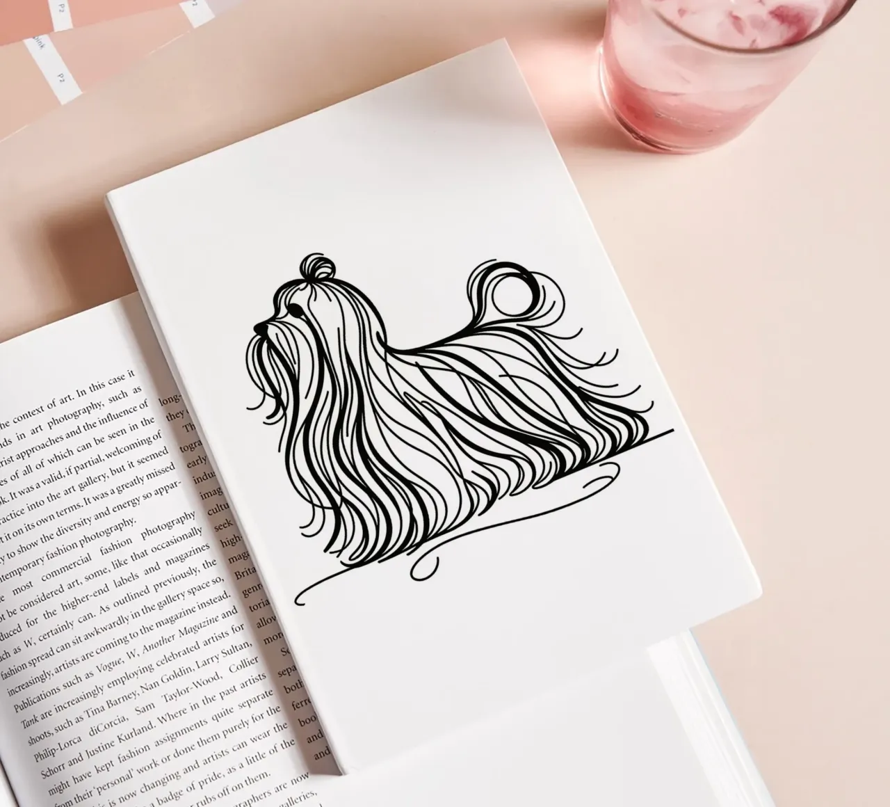 Maltese Dog Line Art Drawing notebook by WijdevenDesign