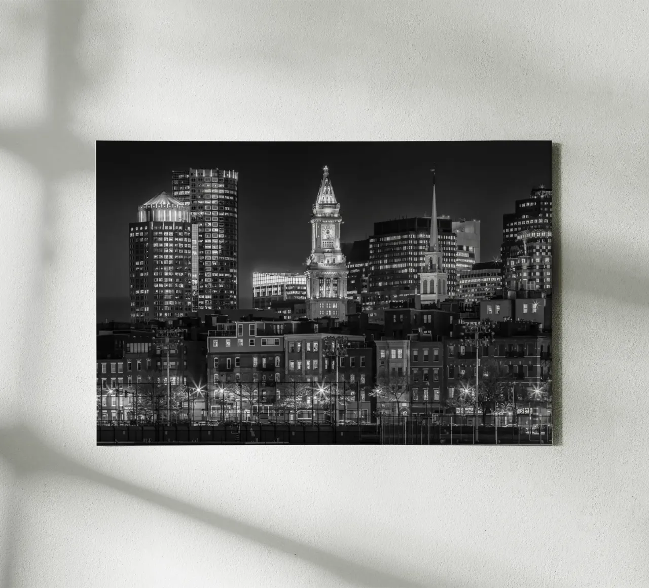 BOSTON Evening skyline of North End & Financial District canvas with Floater frame by Melanie Viola