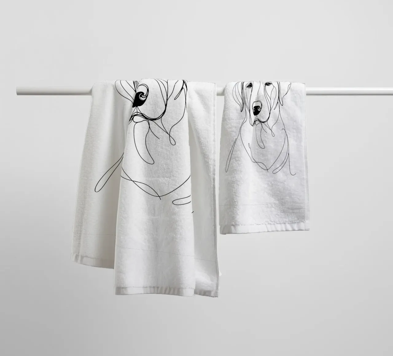 Labrador Dog Line Art Drawing towel by WijdevenDesign