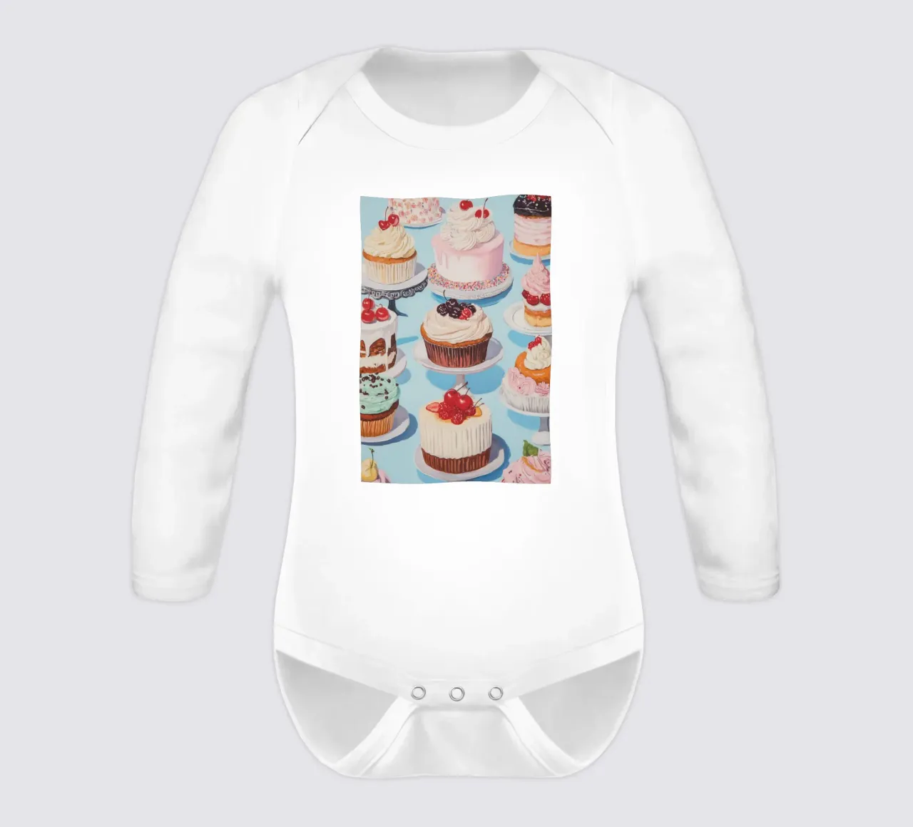 Dessert Delights long-sleeve baby romper by Melloi Art Print
