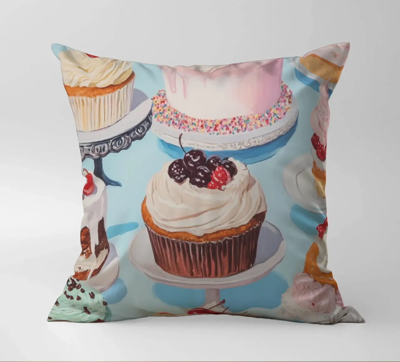 Dessert Delights decorative cushion by Melloi Art Print