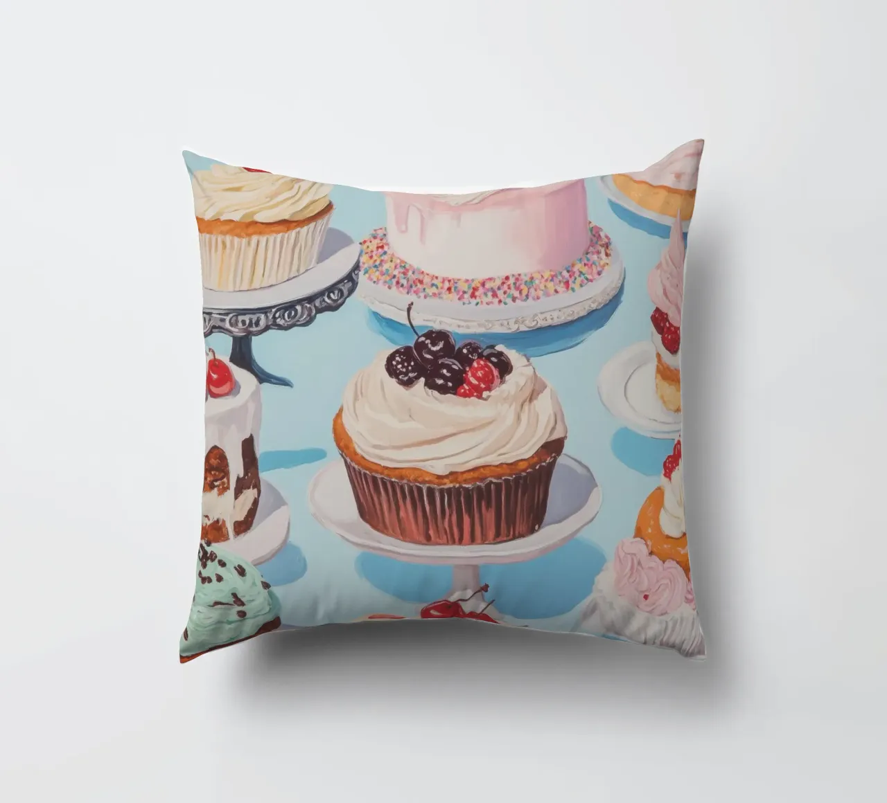 Dessert Delights decorative cushion by Melloi Art Print