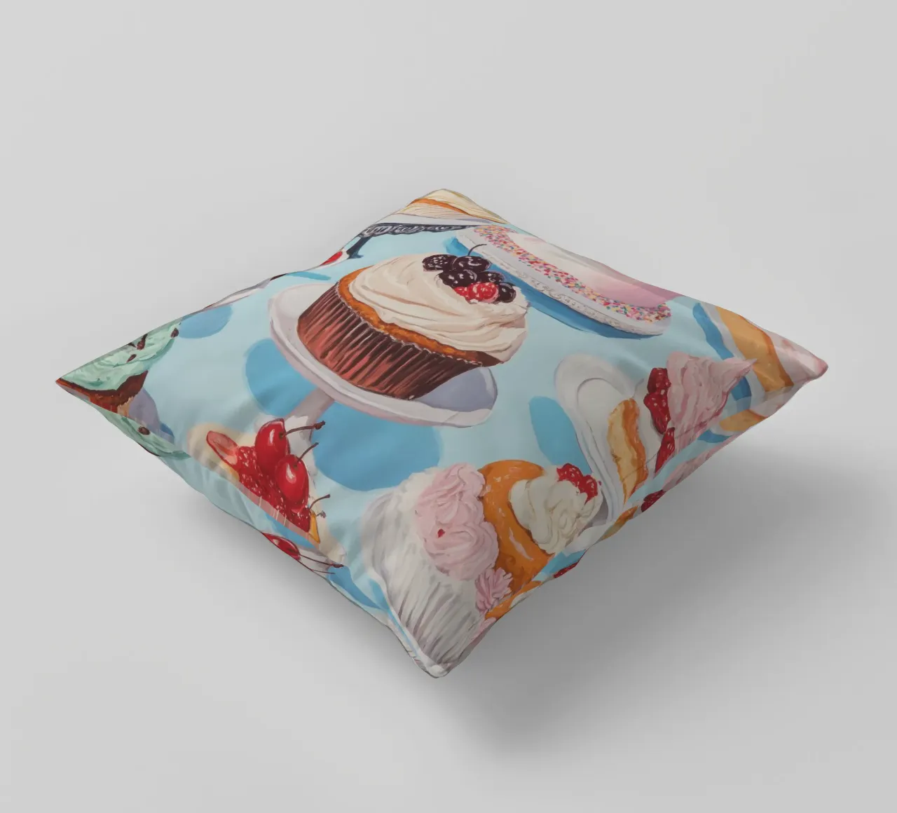Dessert Delights decorative cushion by Melloi Art Print