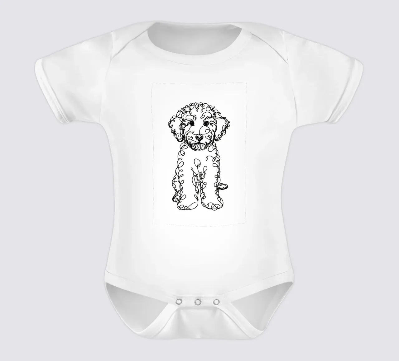 Labradoodle Chiot Chien Dessin au trait body bébé de WijdevenDesign
