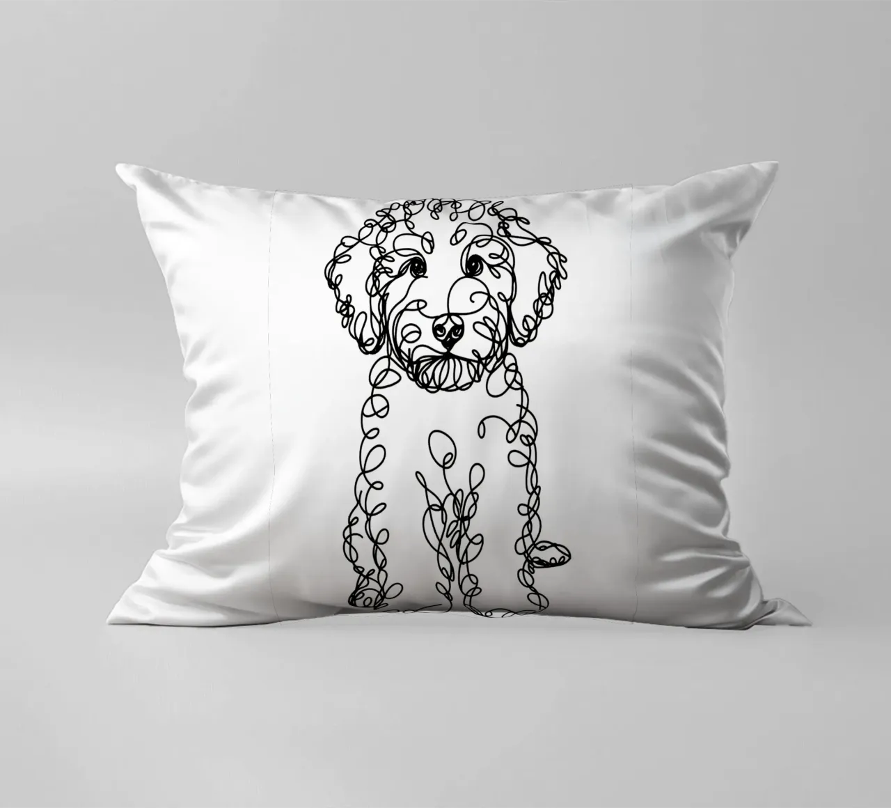 Labradoodle Chiot Chien Dessin au trait coussin de WijdevenDesign