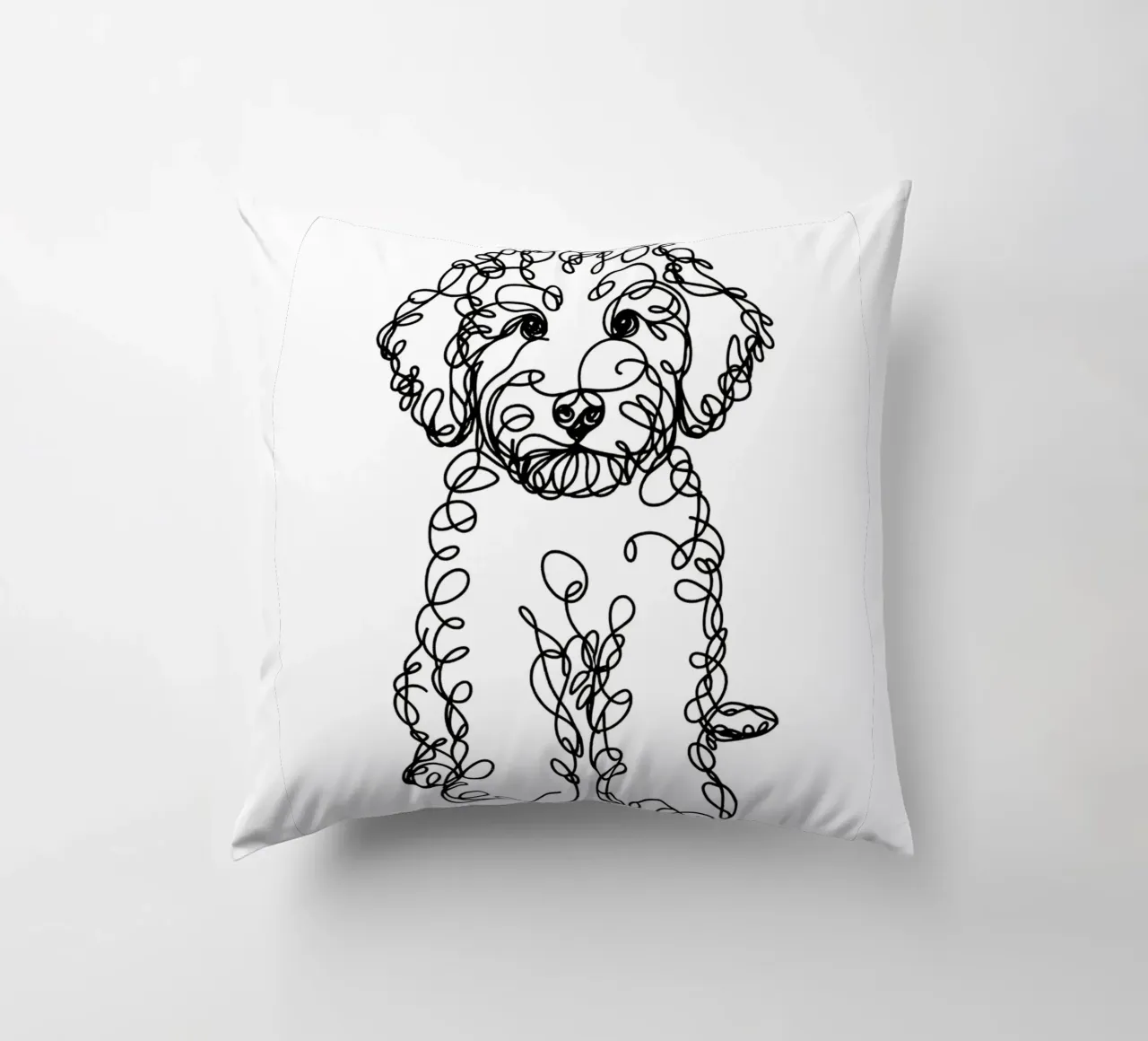 Labradoodle Chiot Chien Dessin au trait coussin de WijdevenDesign