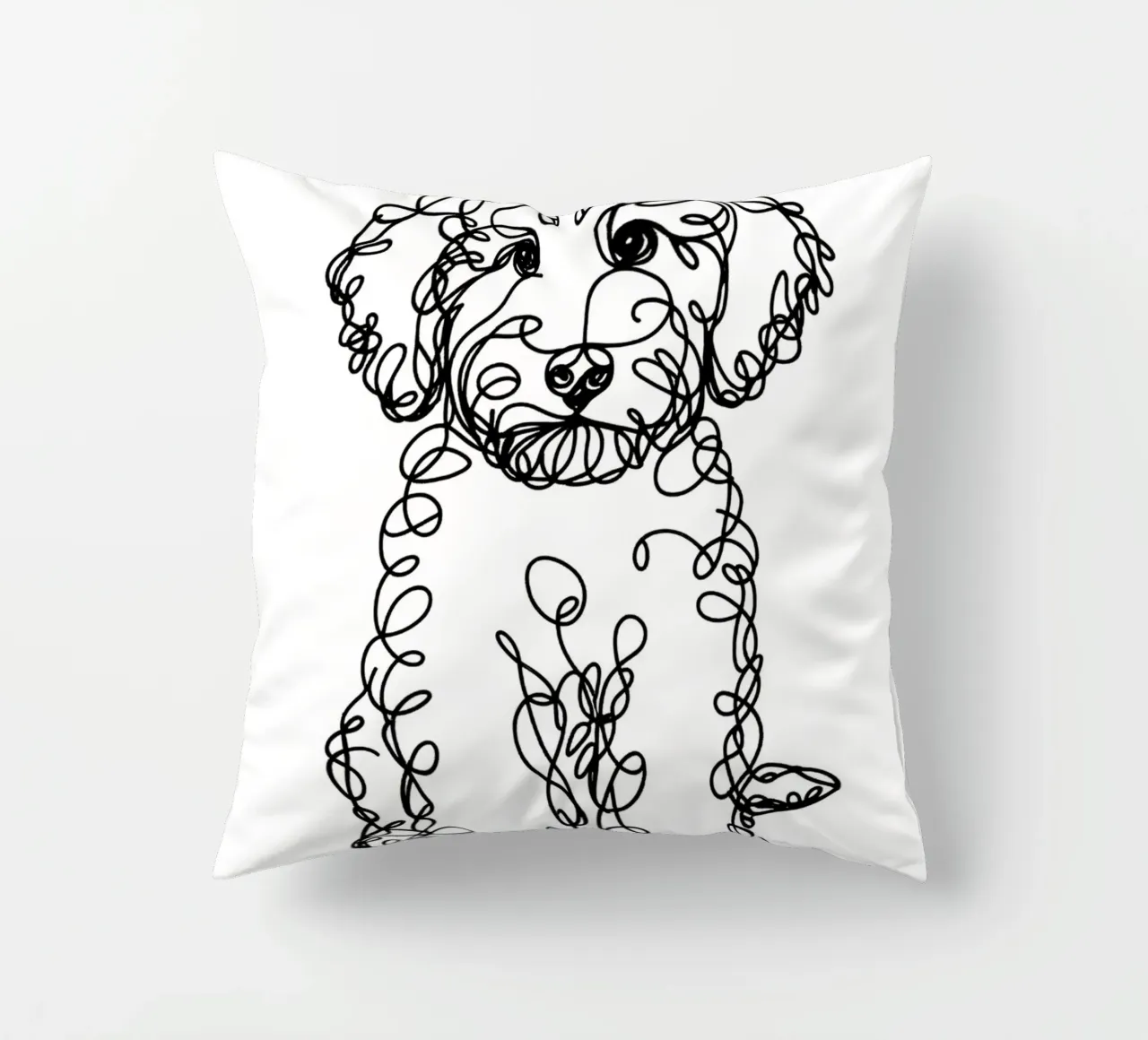 Labradoodle Chiot Chien Dessin au trait coussin de WijdevenDesign