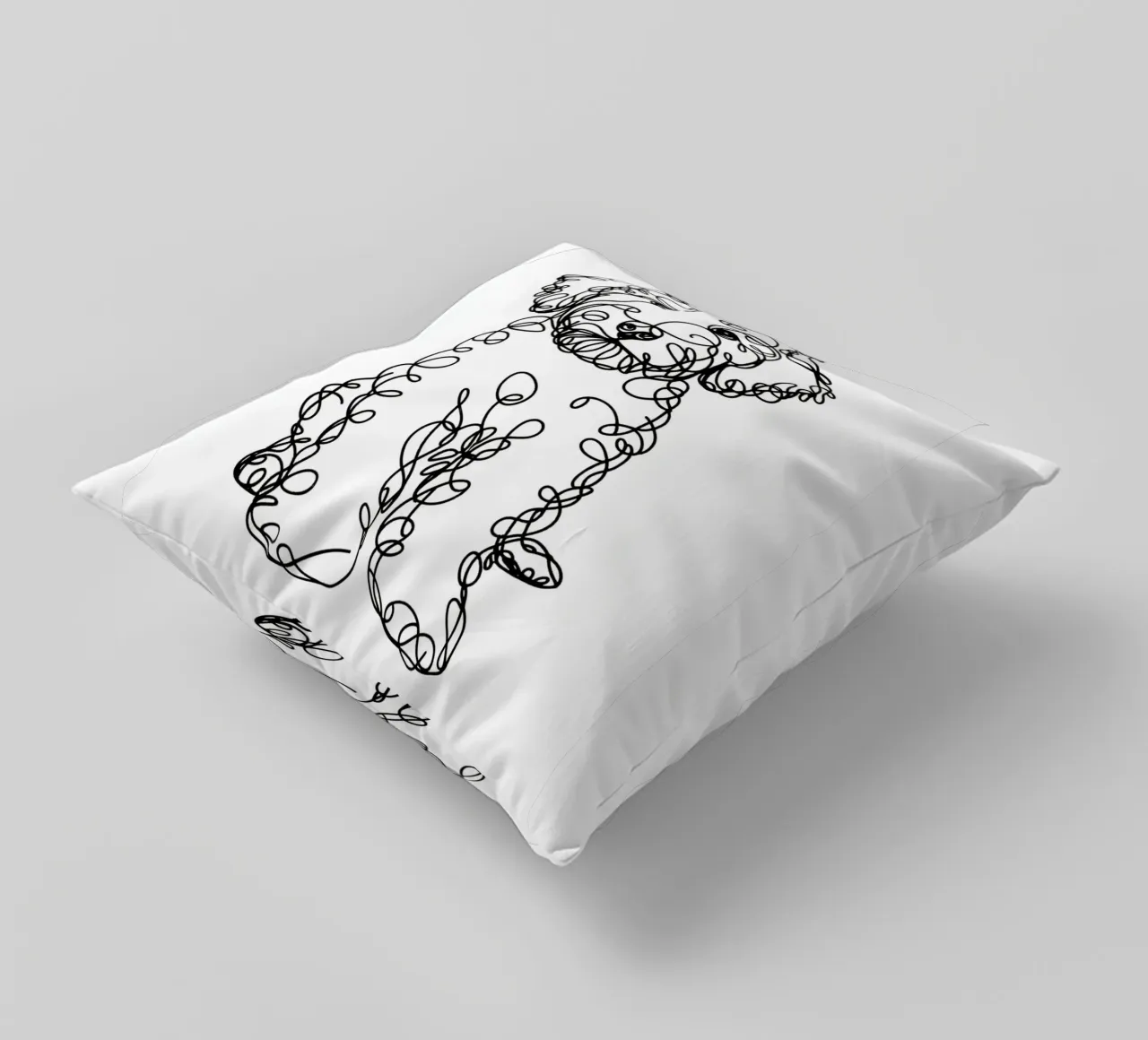 Labradoodle Chiot Chien Dessin au trait coussin de WijdevenDesign