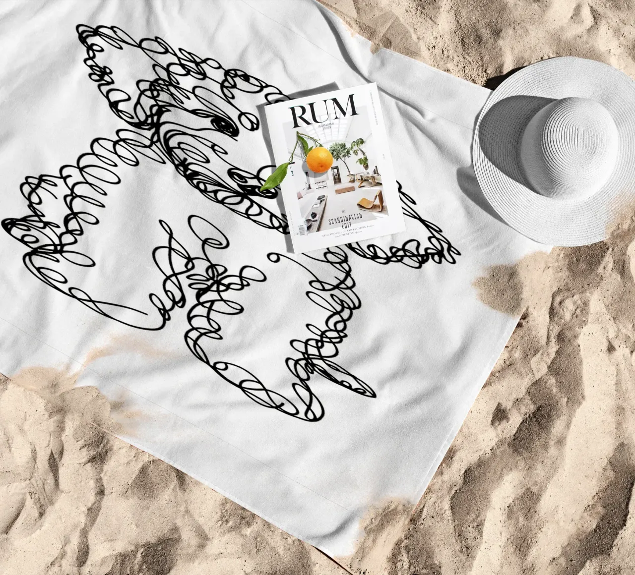 Labradoodle Chiot Chien Dessin au trait serviette de plage de WijdevenDesign