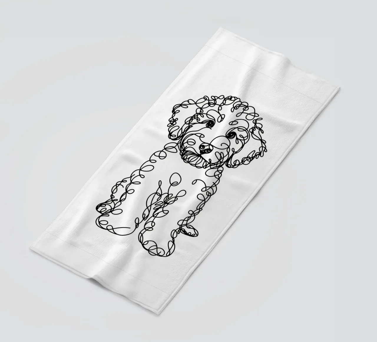 Labradoodle Chiot Chien Dessin au trait serviette de plage de WijdevenDesign