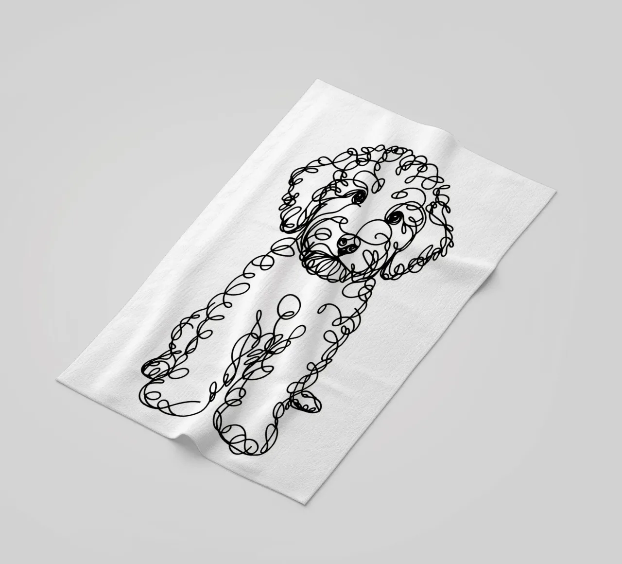 Labradoodle Chiot Chien Dessin au trait serviette de plage de WijdevenDesign