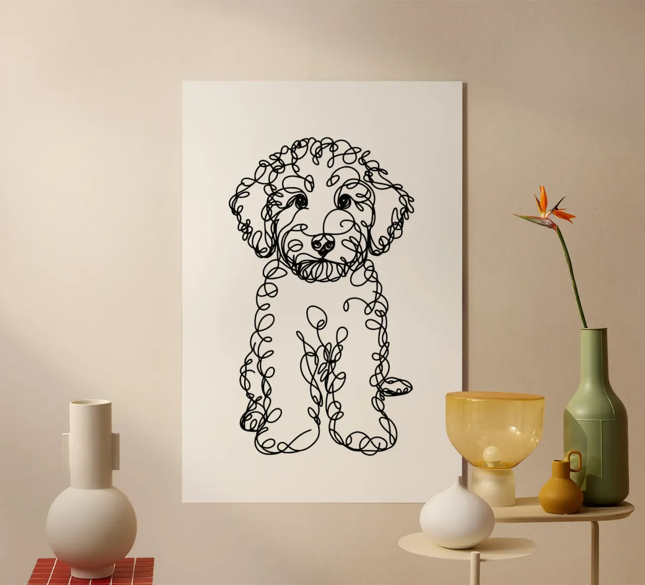 Labradoodle Chiot Chien Dessin au trait plexiglas de WijdevenDesign