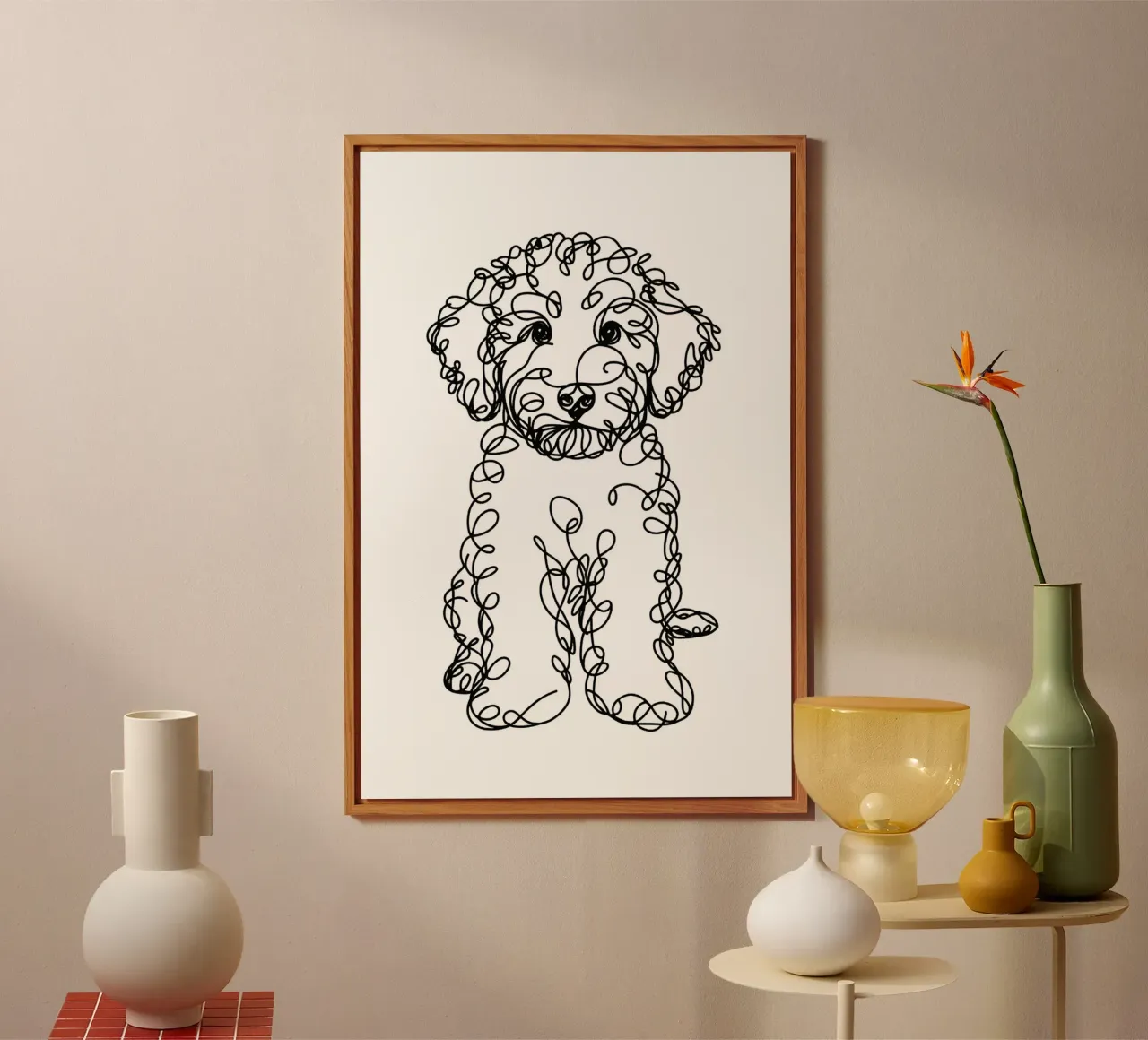 Labradoodle Chiot Chien Dessin au trait alu dibond de WijdevenDesign