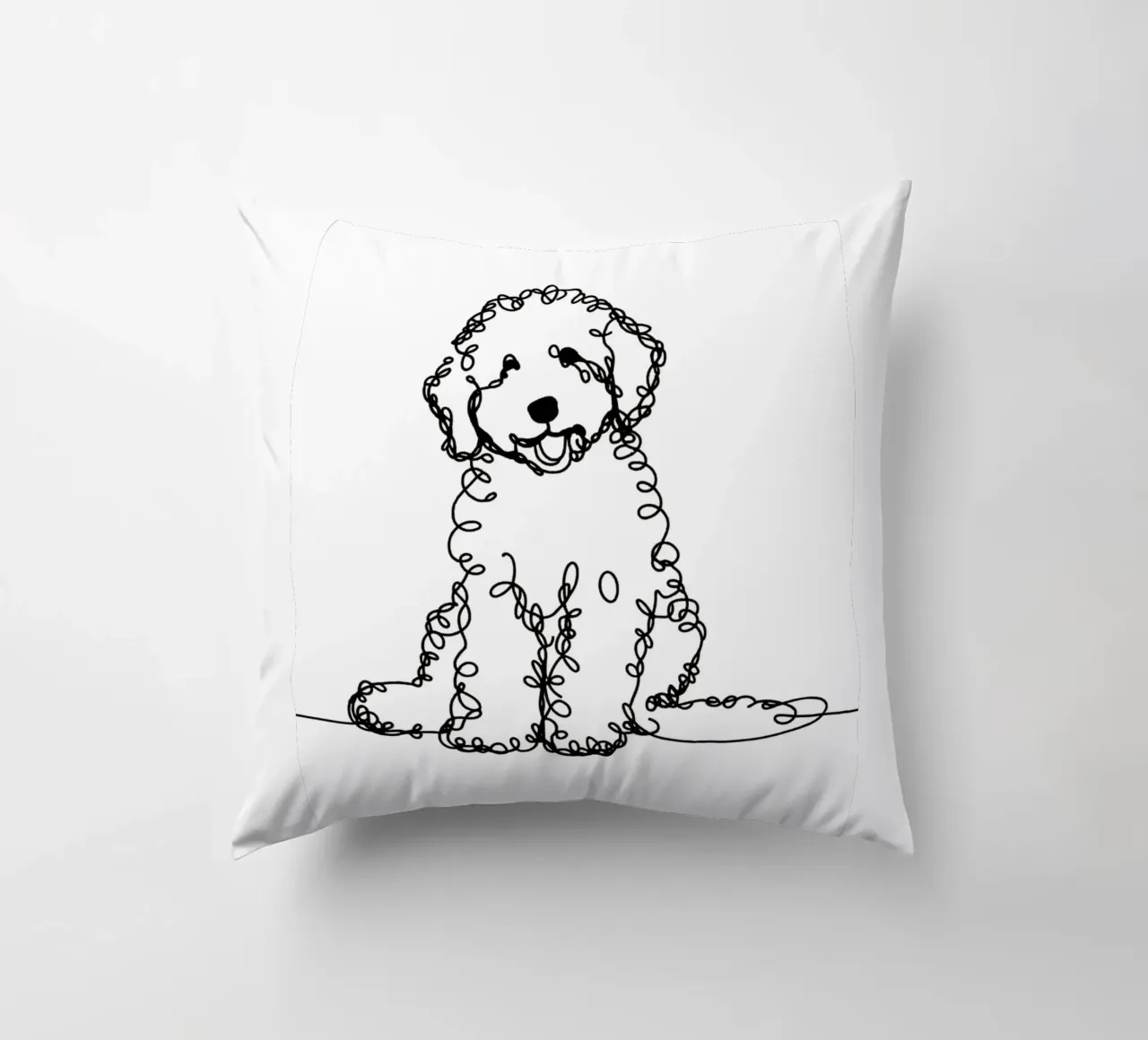 Labradoodle Doodle - Cane Disegno artistico lineare cuscino da WijdevenDesign