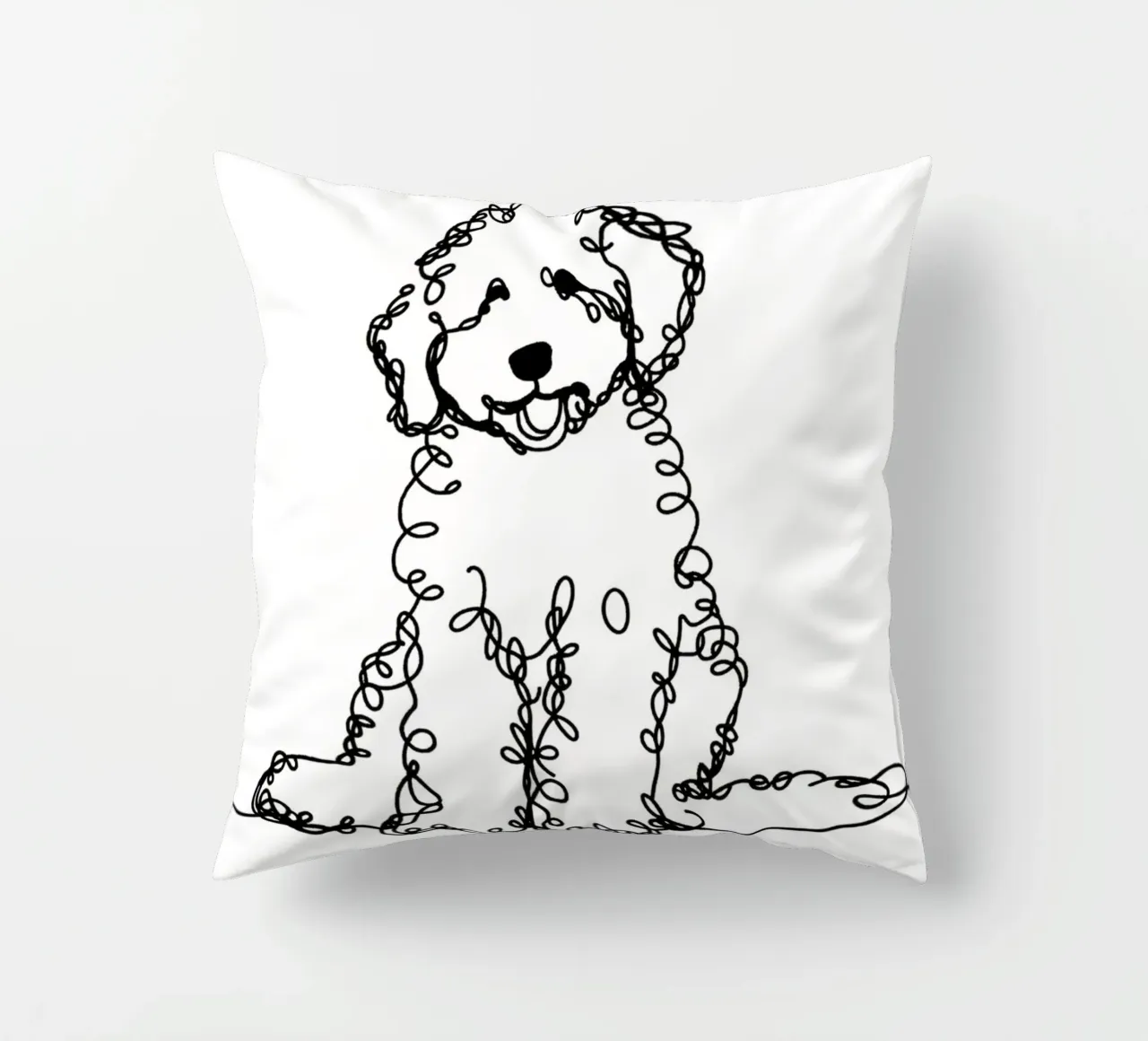 Labradoodle Doodle - Cane Disegno artistico lineare cuscino da WijdevenDesign