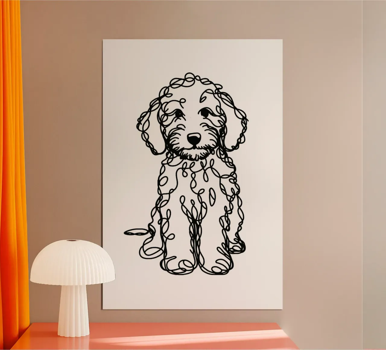 Disegno artistico lineare del cane Labradoodle poster da WijdevenDesign