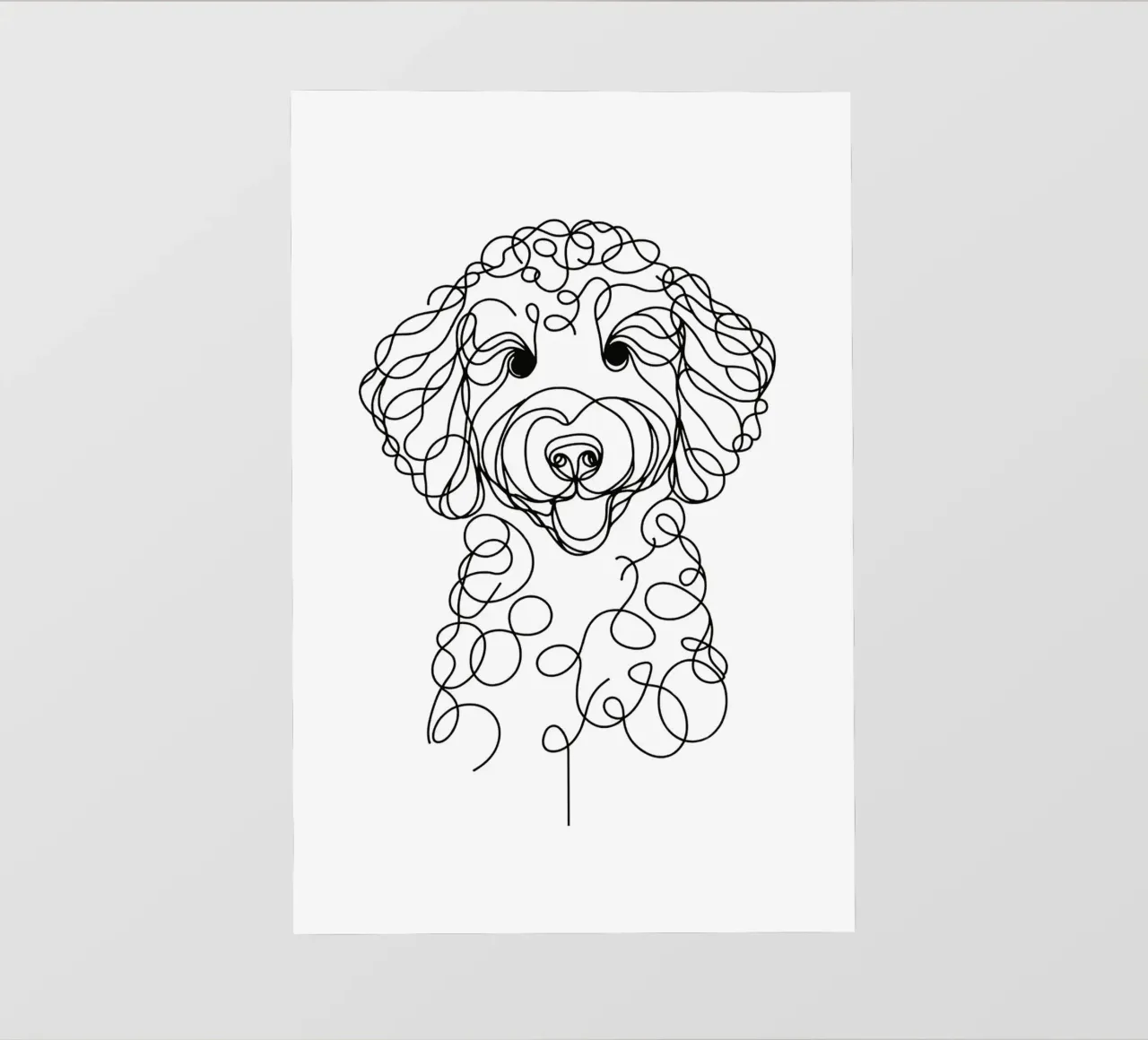 Disegno artistico lineare del cane Labradoodle telo in pvc da WijdevenDesign