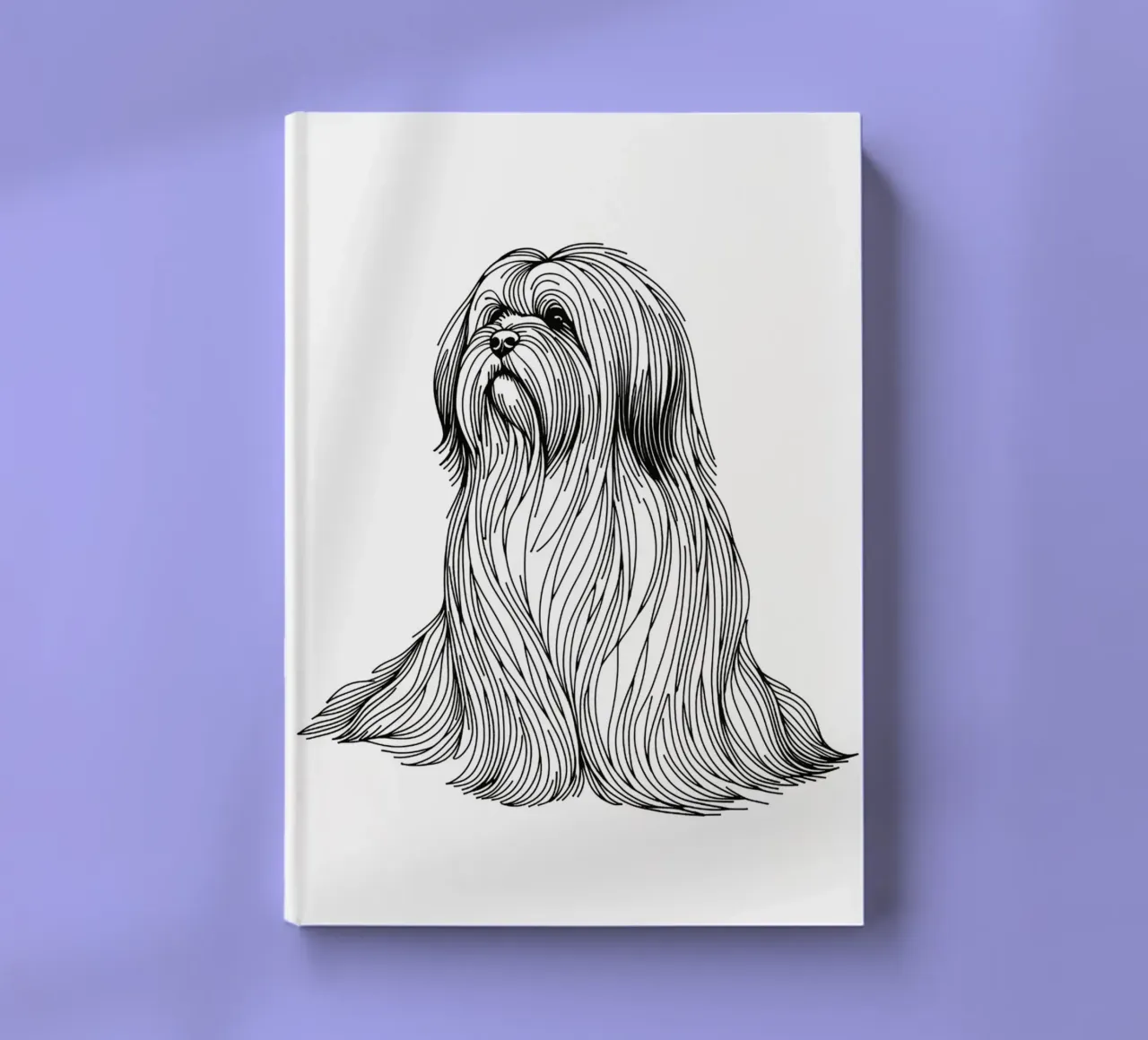 Lhasa Apso Dog Line Art Drawing notebook by WijdevenDesign
