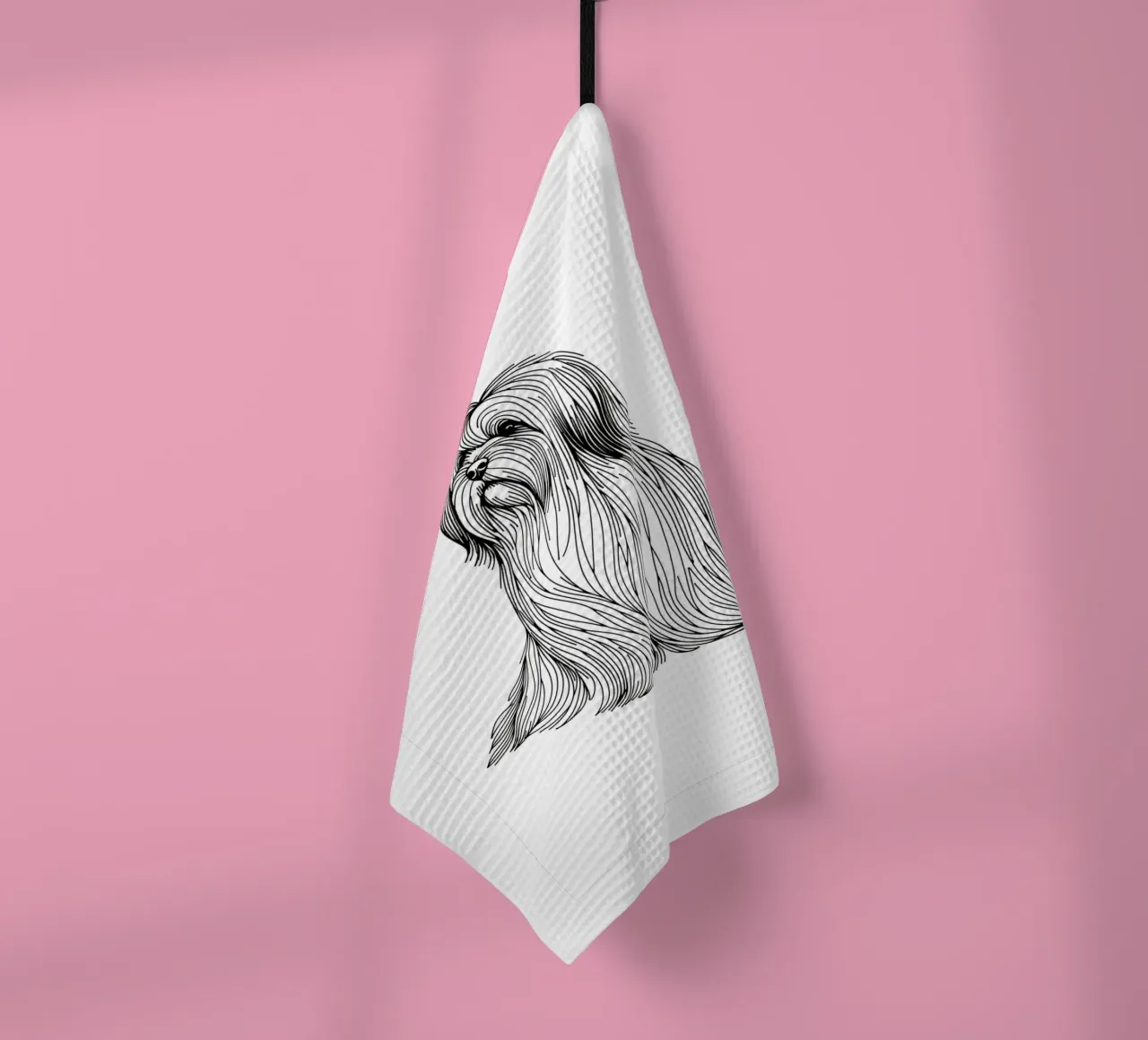 Chien Lhasa Apso Dessin au trait torchon de WijdevenDesign