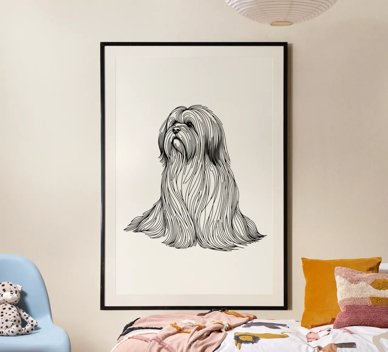 Chien Lhasa Apso Dessin au trait poster de WijdevenDesign