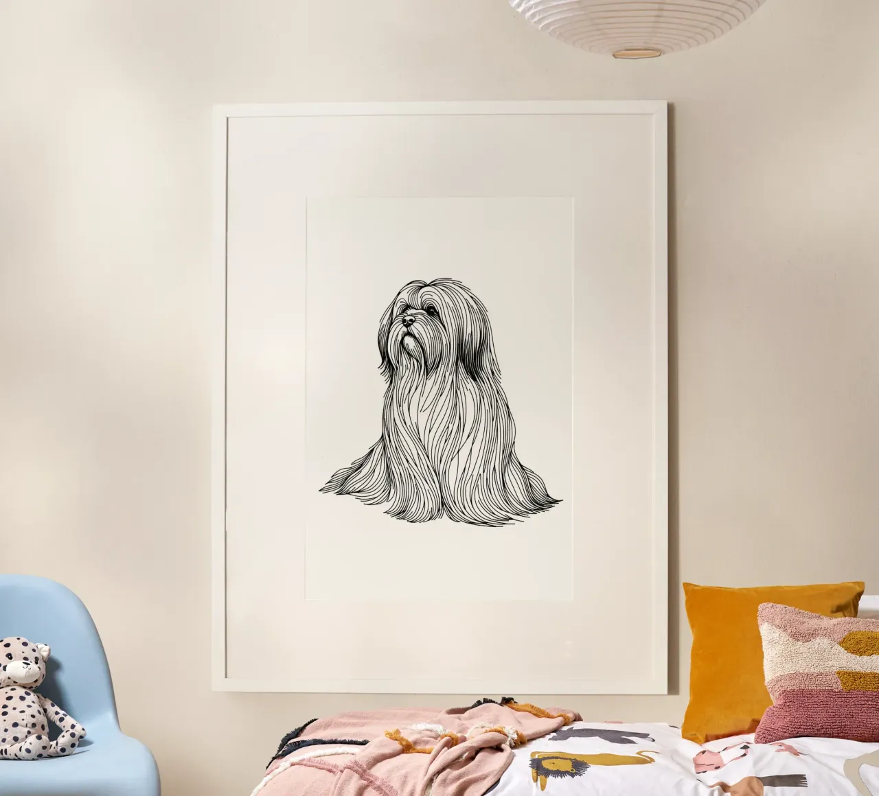 Chien Lhasa Apso Dessin au trait poster de WijdevenDesign
