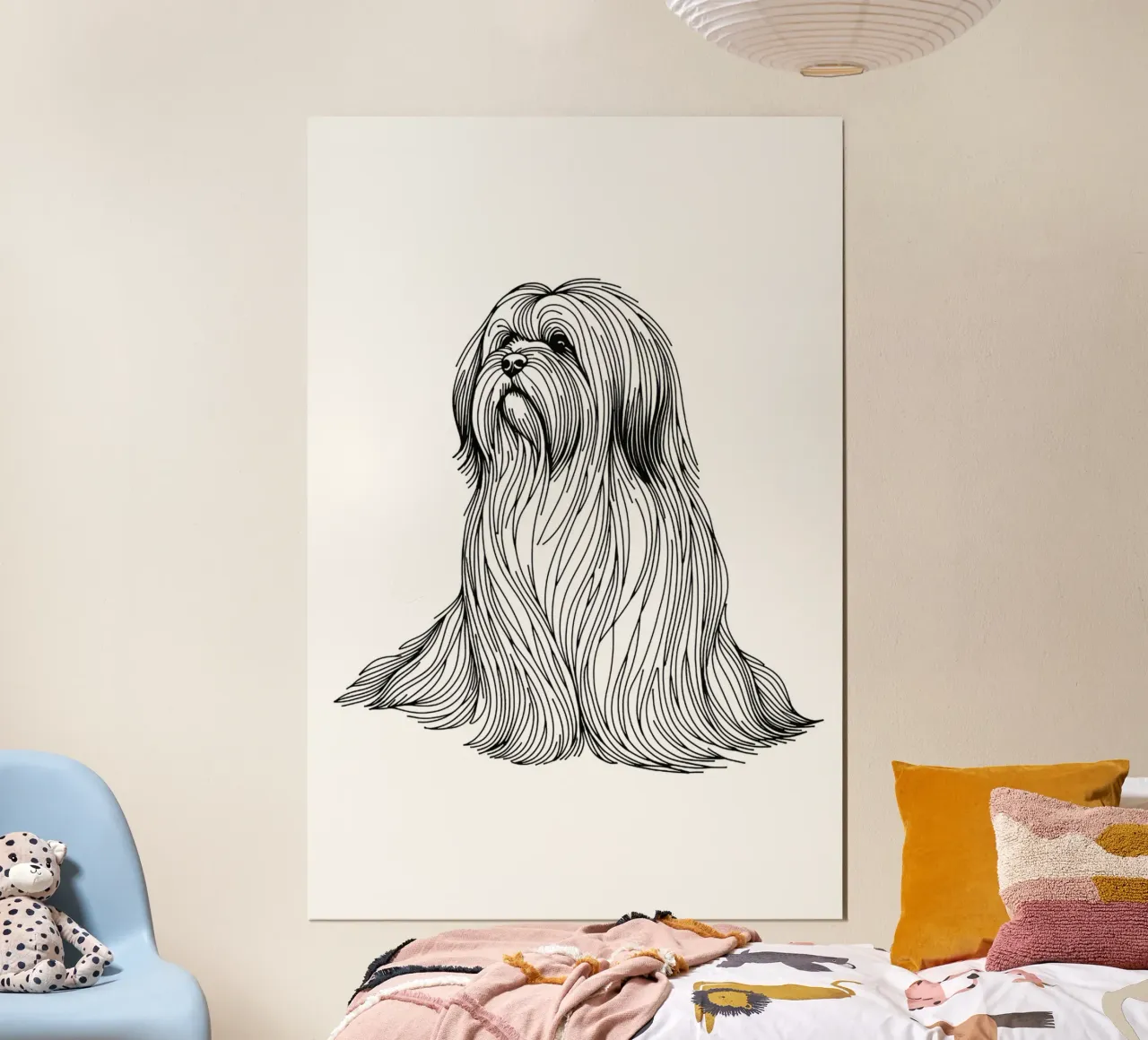 Chien Lhasa Apso Dessin au trait poster de WijdevenDesign