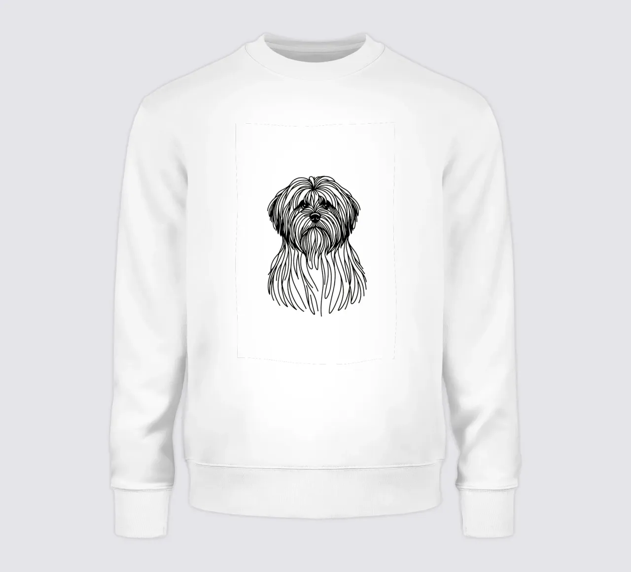Dibujo lineal de perro Lhasa Apso sudadera de WijdevenDesign