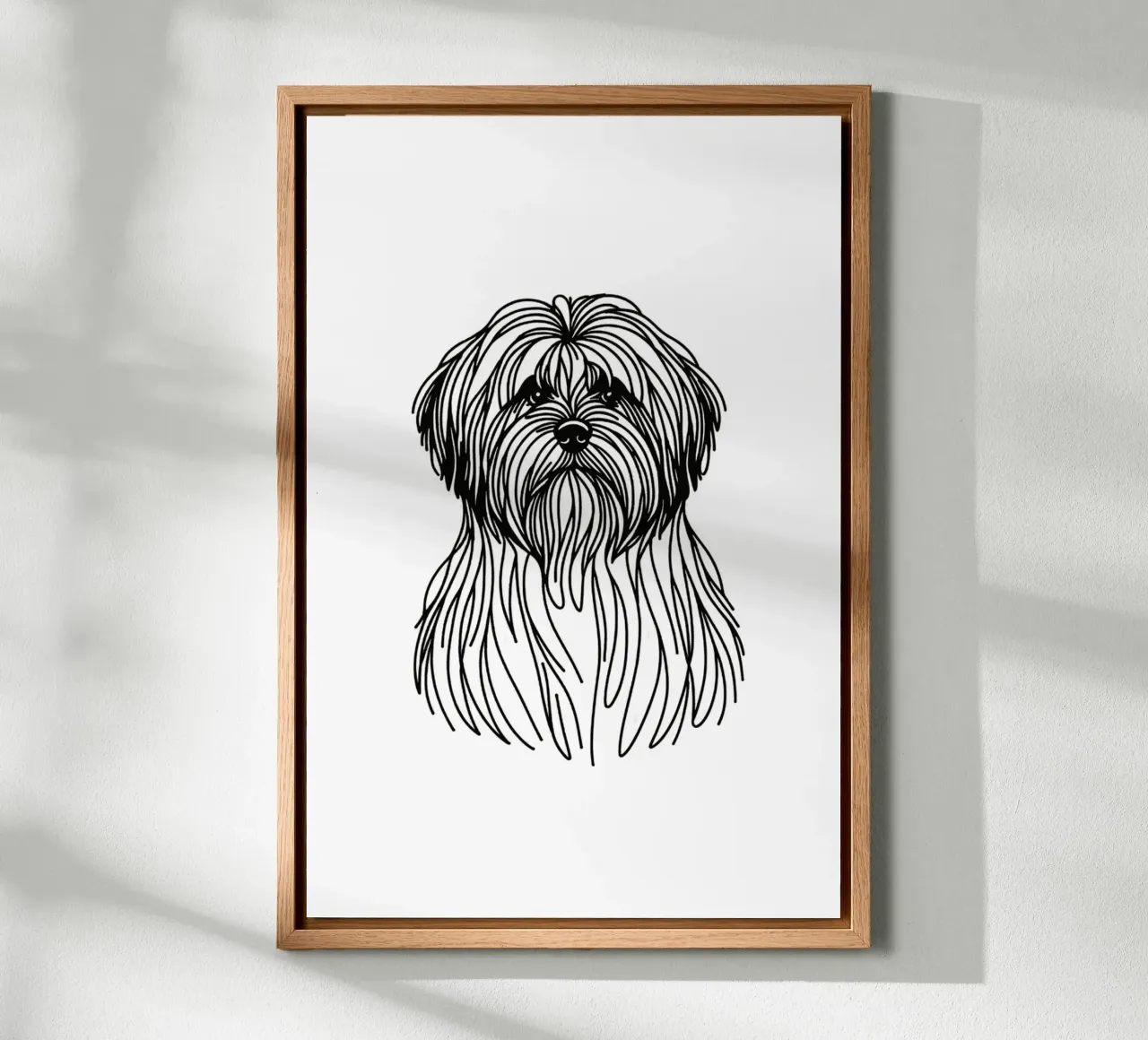 Chien Lhasa Apso Dessin au trait toile avec Caisse américaine de WijdevenDesign