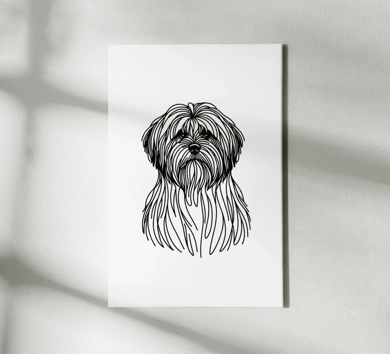 Chien Lhasa Apso Dessin au trait toile avec Caisse américaine de WijdevenDesign