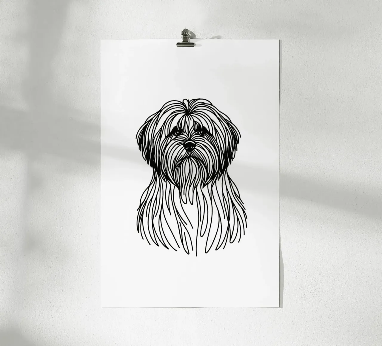 Chien Lhasa Apso Dessin au trait poster de WijdevenDesign