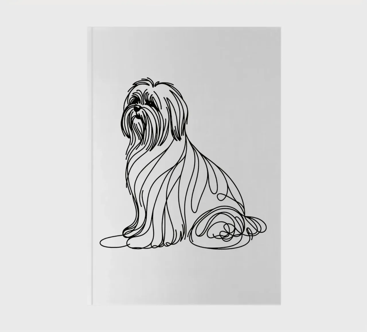 Chien Lhasa Apso Dessin au trait carnet de notes de WijdevenDesign