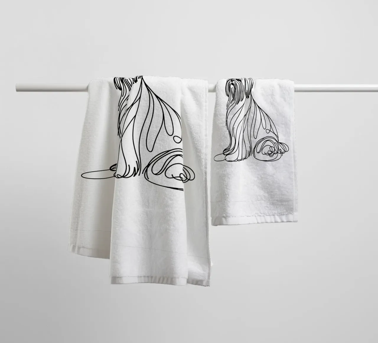 Chien Lhasa Apso Dessin au trait serviette de bain de WijdevenDesign